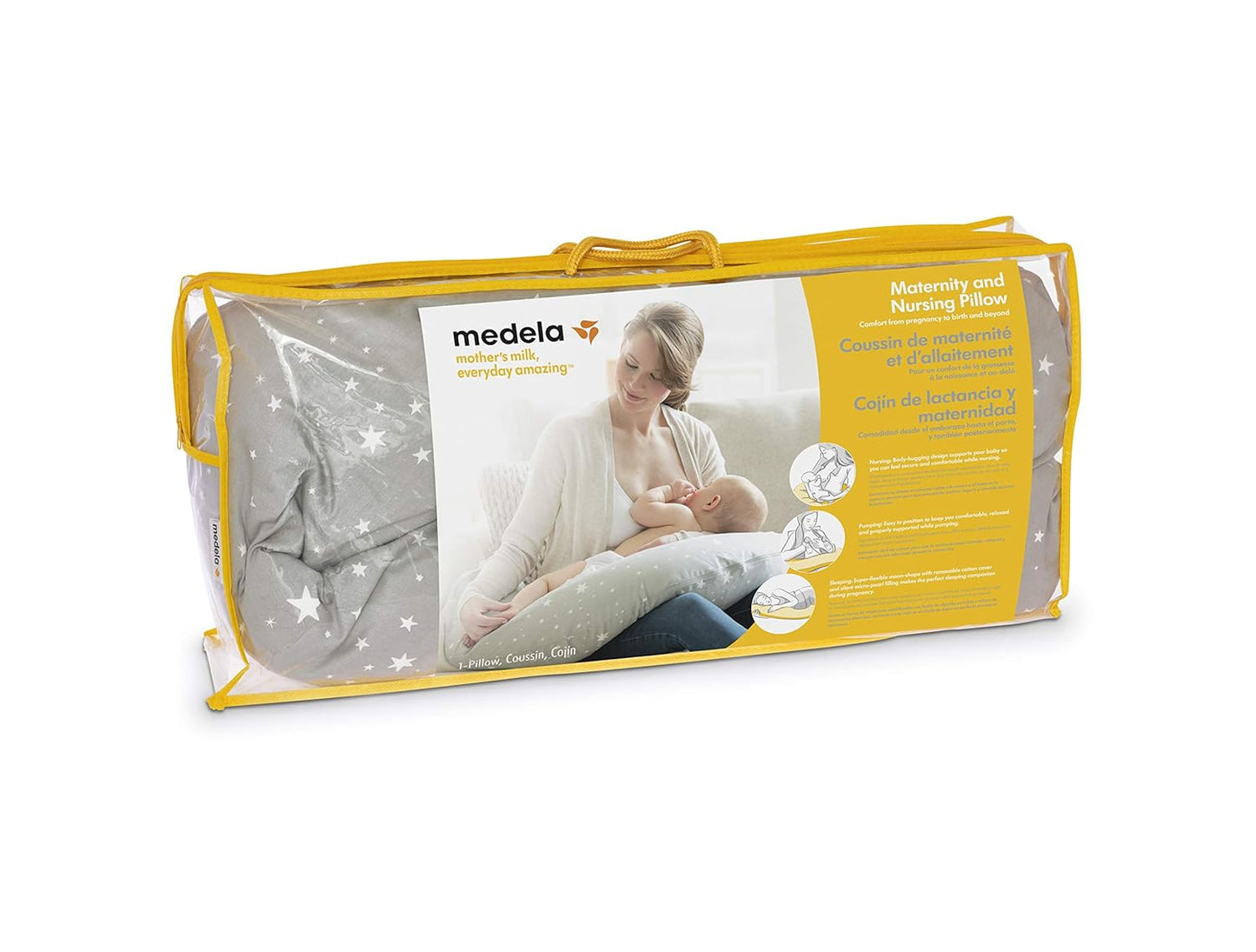 Medela Maternity , Nursing , Support Pillow and Breastfeeding Pillow in One, Flexible Moon Shape, Body-Hugging Design, Comfortable, Easy Positioning, Soft and Quiet Micro-Pearl Filling