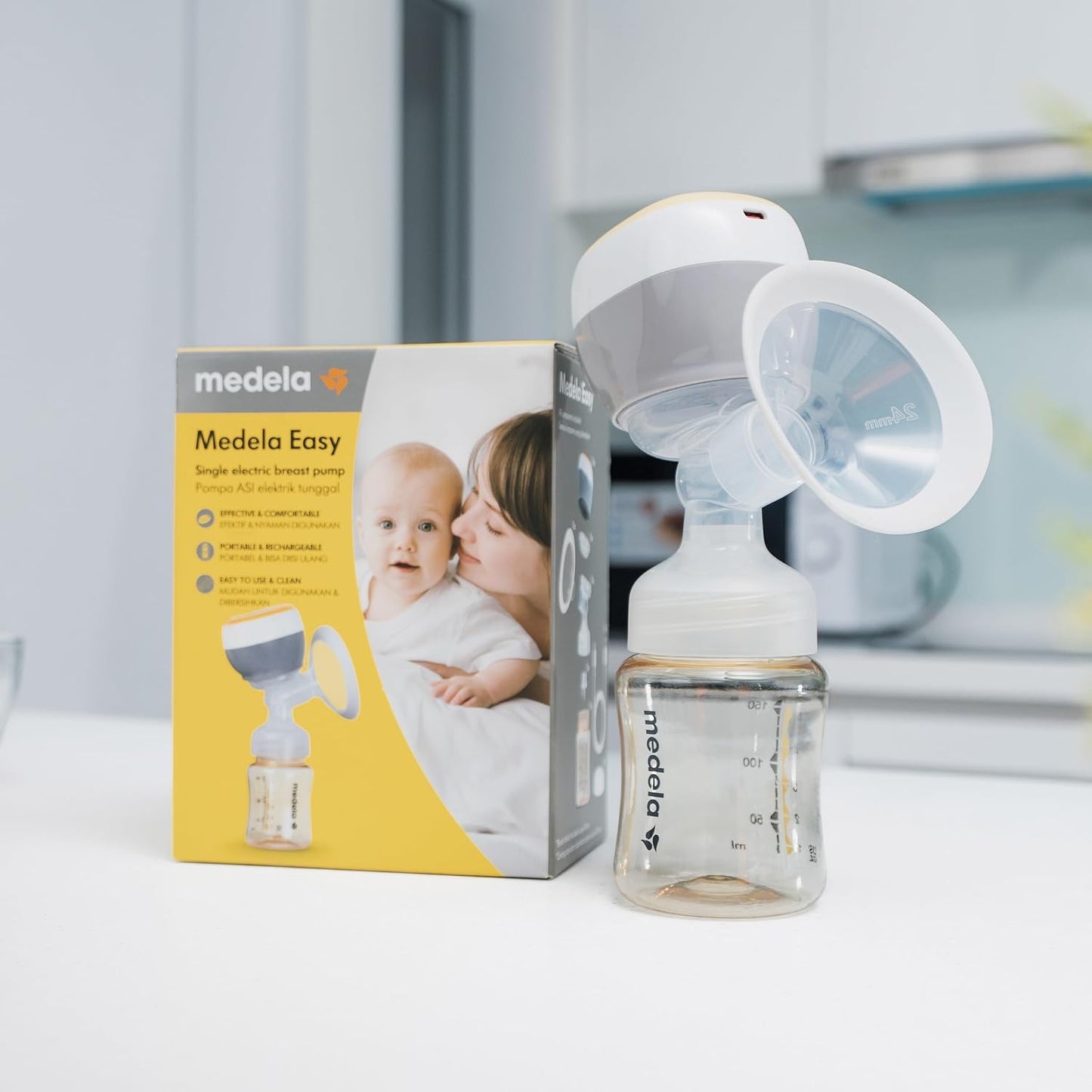Medela Easy Single Electric Breast Pump | Effective & comfortable, Portable & built-in rechargeable battery, easy to use and clean