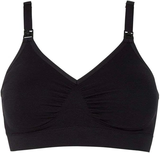 Close-up of black Medela Comfy Bra showing seamless and soft fabric.