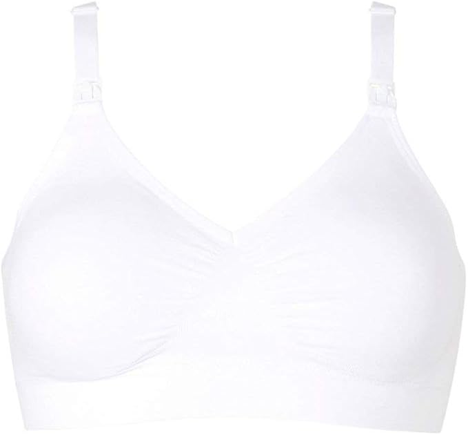 Close-up of white Medela Comfy Bra showing seamless and soft fabric.