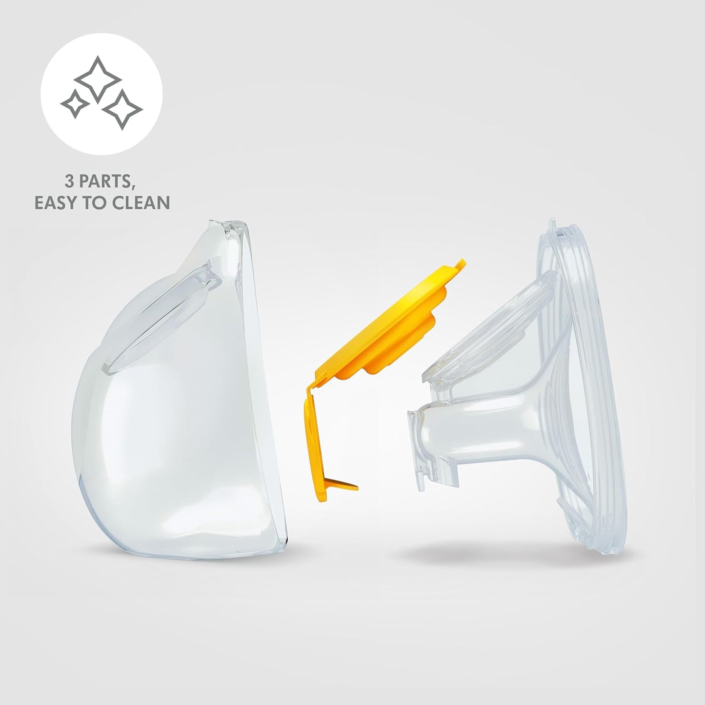 Medela Duo Hands-free Breast Pump Disassembled into 3 Parts for Easy Cleaning