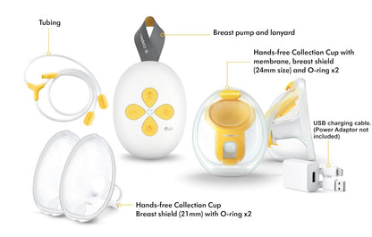 Medela Duo Hands-free Breast Pump with Accessories: Tubing, Collection Cup, USB Charging Cable & More