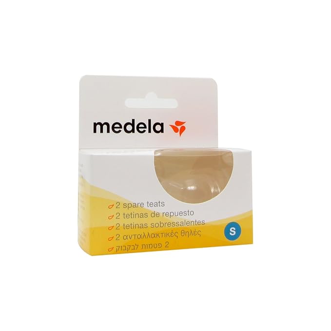 Two Medela Milk Bottle Teats made from soft, high-grade silicone, available in a 2-pack for convenient feeding.