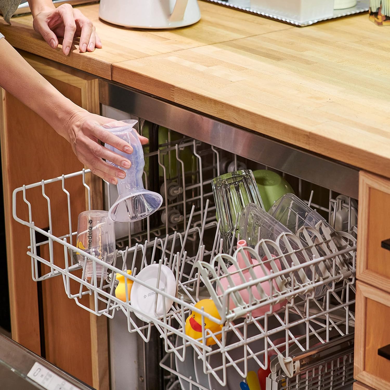Medela Silicone Breast Milk Collector, neatly stored in the drawer after cleaning