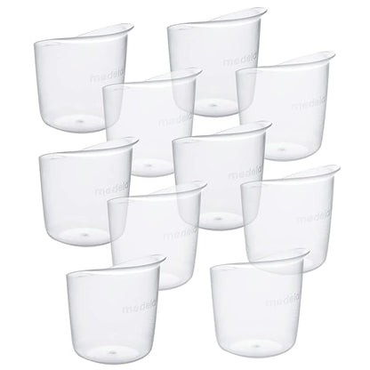 Pack of 10 Medela disposable feeding cups, designed for safe and hygienic baby feeding